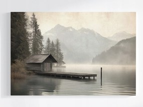 Poszter Tájkép Tó Erdő Hegyek Móló Kikötő 60x40