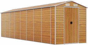 vidaXL világosbarna horganyzott acél kerti fészer 191 x 725 x 198 cm