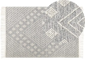 Szürke és fehér gyapjúszőnyeg 160 x 230 cm SAVUR Beliani