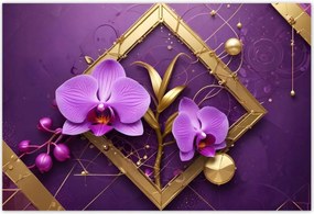 Poszterek 200x135 Lila orchideák és arany