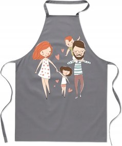 Konyhai Kötény Az Egész Család Számára Nyomott Mintás Boldog Család