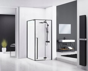 Rea Fargo, zuhanykabin lengőajtókkal 90 (ajtó) x 90 (fal) x 195 cm, 6mm átlátszó üveg, fekete profil + fehér Savoy zuhanytálca, KPL-K6318