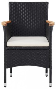 vidaXL 5 részes fekete polyrattan kerti étkezőgarnitúra