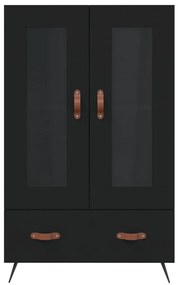 fekete szerelt fa magasszekrény 69,5 x 31 x 115 cm