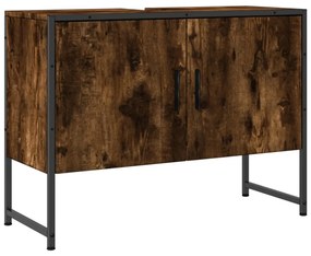füstös tölgy szerelt fa fürdőszobai mosdószekrény 80x33x60 cm