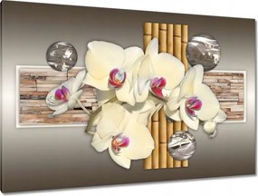 Vászonkép 120x80 Orchidea bambuszokkal