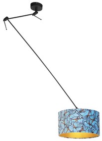 Lógólámpa fekete bársony árnyékolóval pillangókkal, arannyal 35 cm - Blitz