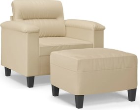 vidaXL krémszínű mikroszálas szövet kanapéfotel lábtartóval 60 cm