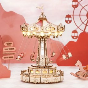 RoboTime - 3D zenedoboz puzzle Láncos körhinta 3xAAA