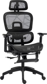 HOMCOM Ergonomikus Irodai Szék Karfával, Fejtámlával, Ágyéktámasszal, Magasságban Állítható Mézgés Forgószék Hintázó Funkcióval, Dőlésszög Szabályzáss