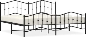 vidaXL fekete fém ágykeret fej- és lábtámlával 193 x 203 cm