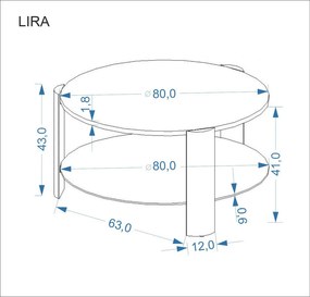 Lira dohányzóasztal dió/fekete