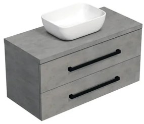 Fürdőszobaszekrény fekete fogantyúval SAT Cube Way 100x47,5x46 cm matt beton CUBE46C1003BESAT45