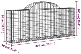 40 db íves horganyzott vas gabion kosár 200x30x80/100 cm