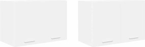 vidaXL Függő szekrény tárolóval 2 pcs Fehér 60 x 31 x 40 cm Faanyag