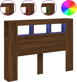 vidaXL barna tölgyszínű szerelt fa LED-es fejtámla 140x18,5x103,5 cm