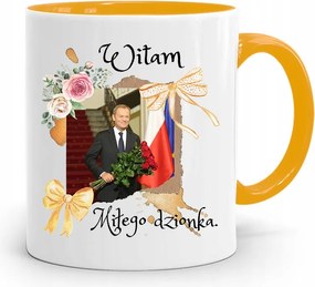 Donald Tusk Sárga Bögre Platform Ajándék fényképes nyomtatással