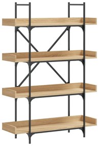 4-szintes sonoma tölgy szerelt fa könyvespolc 100x33x145,5 cm