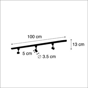 Modern 1 fázisú sínrendszer 3 spotlámpával fekete - Jeany