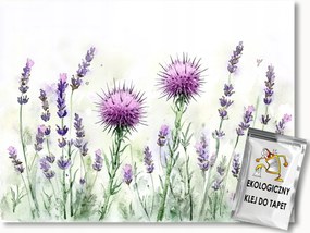 Fotótapéta Flizelina Természet Kert Rét Virágok Levendula Bogáncs 104x70,5 ragasztó