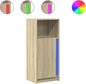 vidaXL sonoma tölgy szerelt fa tálalószekrény LED-del 42,5x34x100 cm