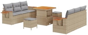 vidaXL Kerti Kanapé Szett párnával 9 pcs Beige és Világosszürke