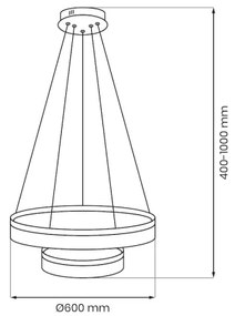 LED GALA függőlámpa kábelen 54W/230V, Ø 60 cm, ezüst