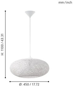 Eglo 93373 - Mennyezeti függesztékes lámpa CAMPILO 1xE27/60W/230V