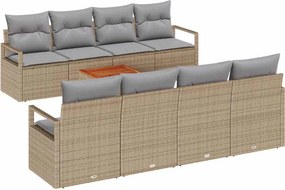 vidaXL Kerti Kanapé Szett 9 pcs Beige és Világosszürke polirattan