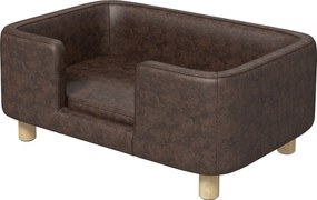 PawHut Kiskedvenc Kanapé Kis és Közepes Kutyák Számára Kényelmes Párnázott Ülőhely 74x48,5x31 cm Barna | Aosom