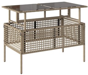 4 részes bézs polyrattan üveg kerti ülőgarnitúra párnákkal