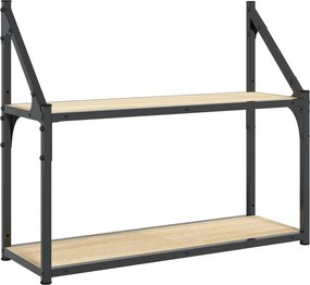 vidaXL kétszintes sonoma tölgyfa fali polc 60 x 21 x 51 cm