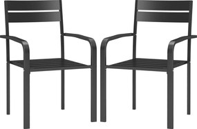 Outsunny 2 darabos kültéri kertiszék szett, rakásolható székek karfával, alumíniumból, sötét szürke | Aosom