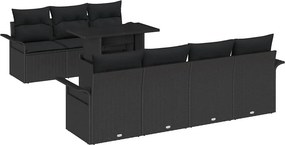 vidaXL Kerti Kanapé Szett párnával tárolóval 8 pcs Fekete Poly Rattan