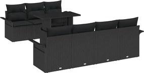 vidaXL Kerti Kanapé Szett párnával tárolóval 8 pcs Fekete Poly Rattan