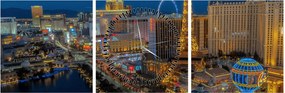 Éjszakai Las Vegas-i kép (órával) (90x30 cm)