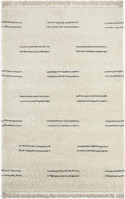 Krémfekete vastag szőnyeg nappaliba ,boho mintás 80x150 cm