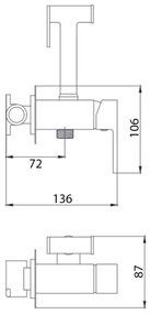 Aqualine - Zuhanyzós bidécsap rejtett beépítéshez fényezett króm