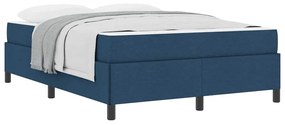 Boxrugós ágy Kék és Fekete 140 x 190 cm Textil és mérnöki fa