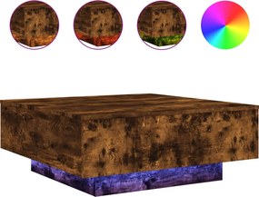vidaXL füstös tölgy színű dohányzóasztal LED-lámpákkal 80 x 8 0x 31 cm