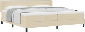 vidaXL Boxrugós ágy matracmal fejtámlával Krém 200 x 200 cm Poliészter