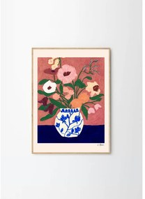 Poszter 30x40 cm Flowers on Blue Table – Carla Llanos – The Poster Club