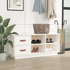 fehér tömör fenyőfa cipőtároló pad 100 x 34 x 45 cm