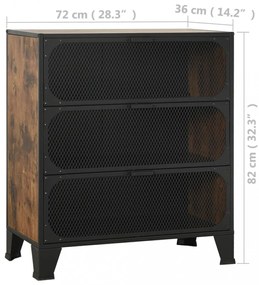 rusztikus barna fém és MDF tárolószekrény 72 x 36 x 82 cm