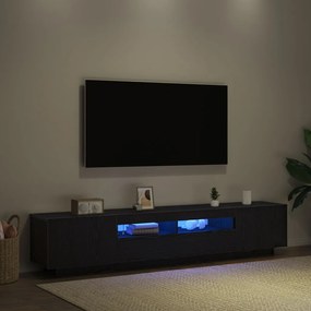 TV állvány LED világítással - Fekete tölgy, 200x35x40 cm, műszakilag megmunkált fa