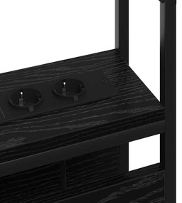 Tároló fejtámla polcokkal tárolóval Musta tammi 140 cm Faanyag