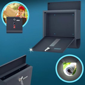 POST postaláda újságtartóval, 30,5x10x33,5cm, antracit Monzana