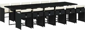 vidaXL 13 részes fekete polyrattan kerti ülőgarnitúra párnákkal