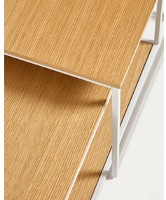 Világos natúr színű dohányzóasztal szett tölgyfa dekoros asztallappal 2 db-os 50x100 cm Yoana – Kave Home