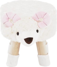 Zsámoly bárány alakban, Velvet szövet fehér/rózsaszín/természetes, LOLA